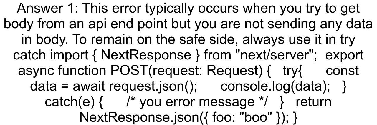 Error with Next JS api app directory requestjson