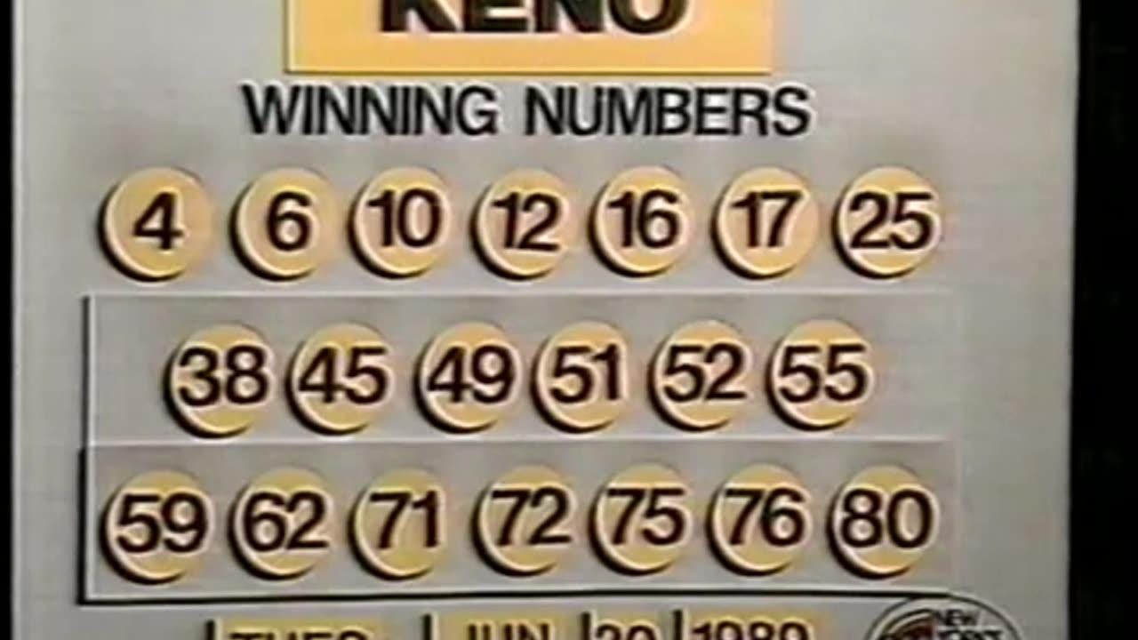 June 20, 1989 - Winning New York Keno Numbers