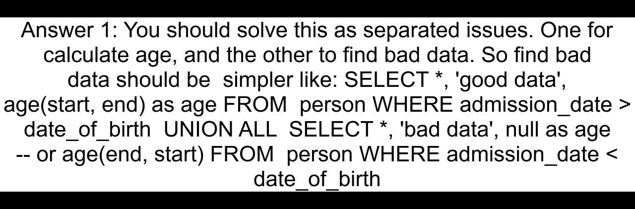 Calculate date of birth SQL DB2 and indicate bad data