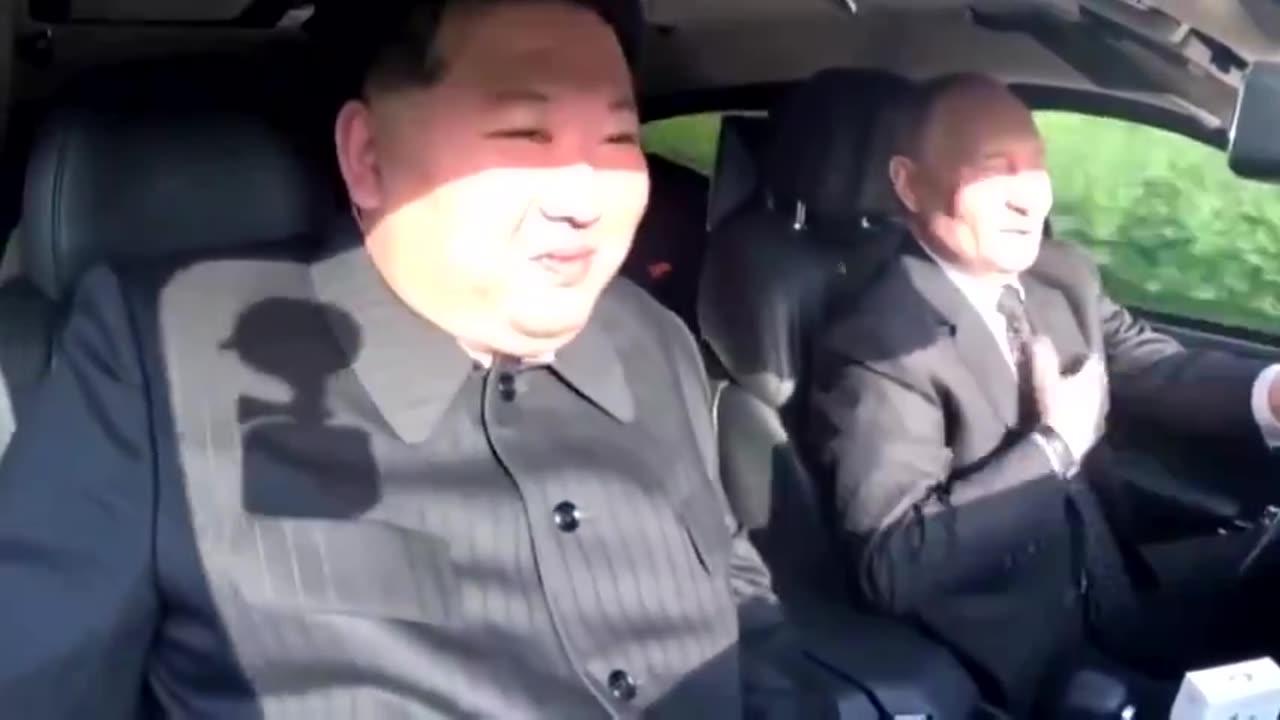 ICYMI — President Vladimir Putin driving North Korea's Kim Jong Un / new Aurus Russian luxury car