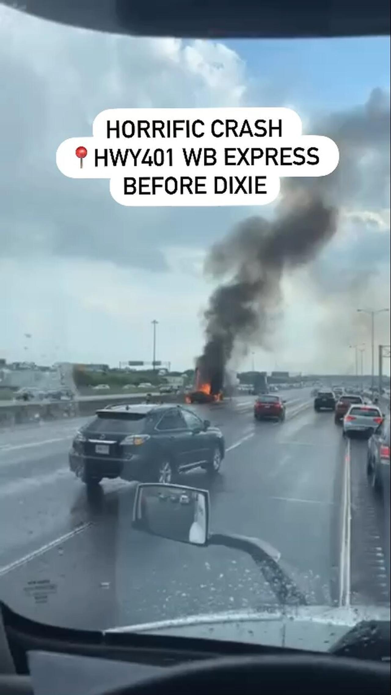 Crazy Crash On Highway 401 Toronto