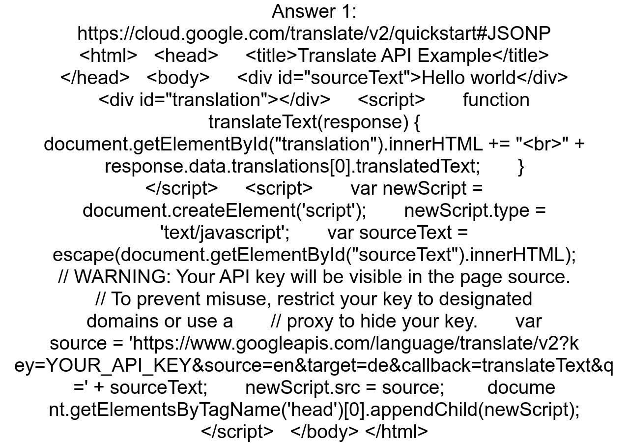 Example for Google Translate API