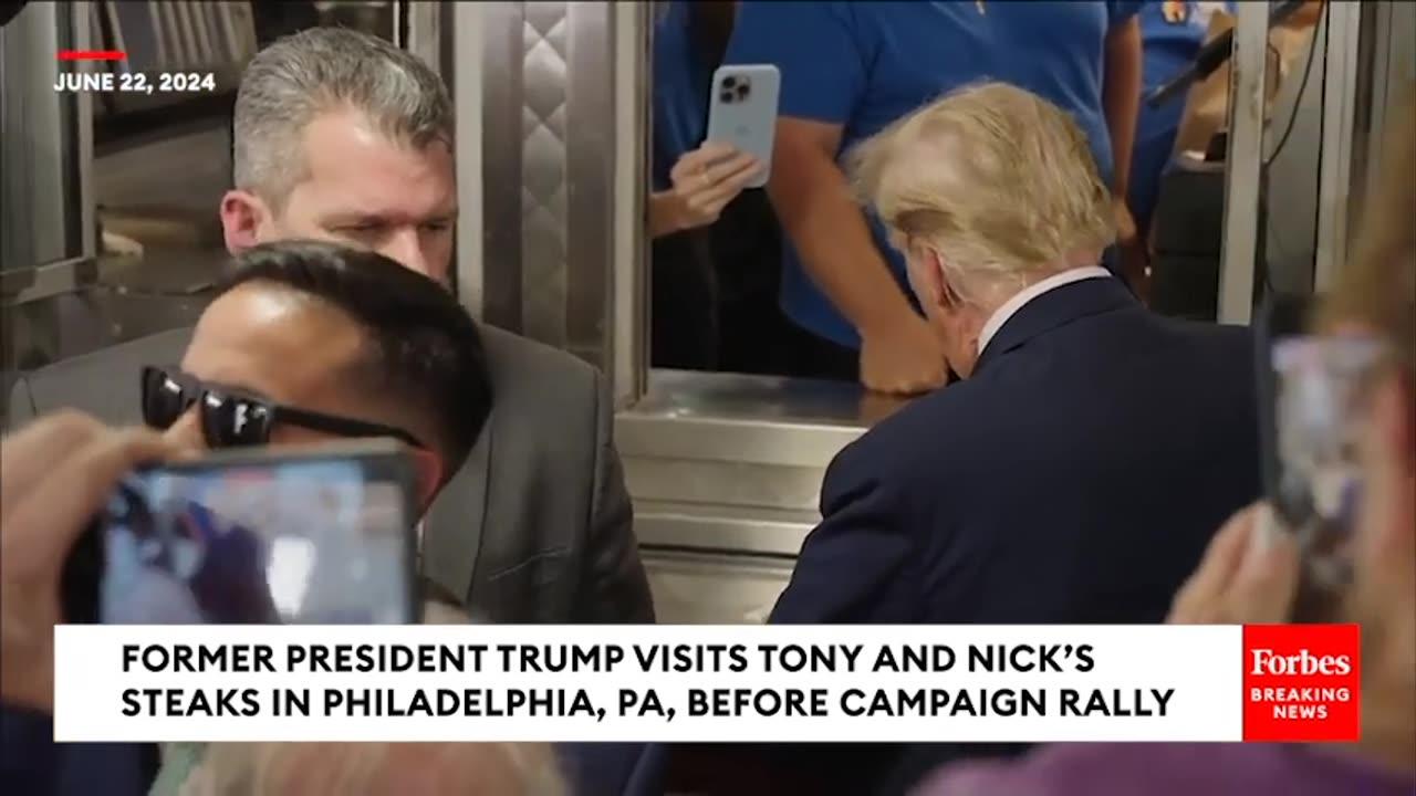 WATCH: Trump Reveals Message He Wrote On Receipt At Philly Cheesesteak Shop