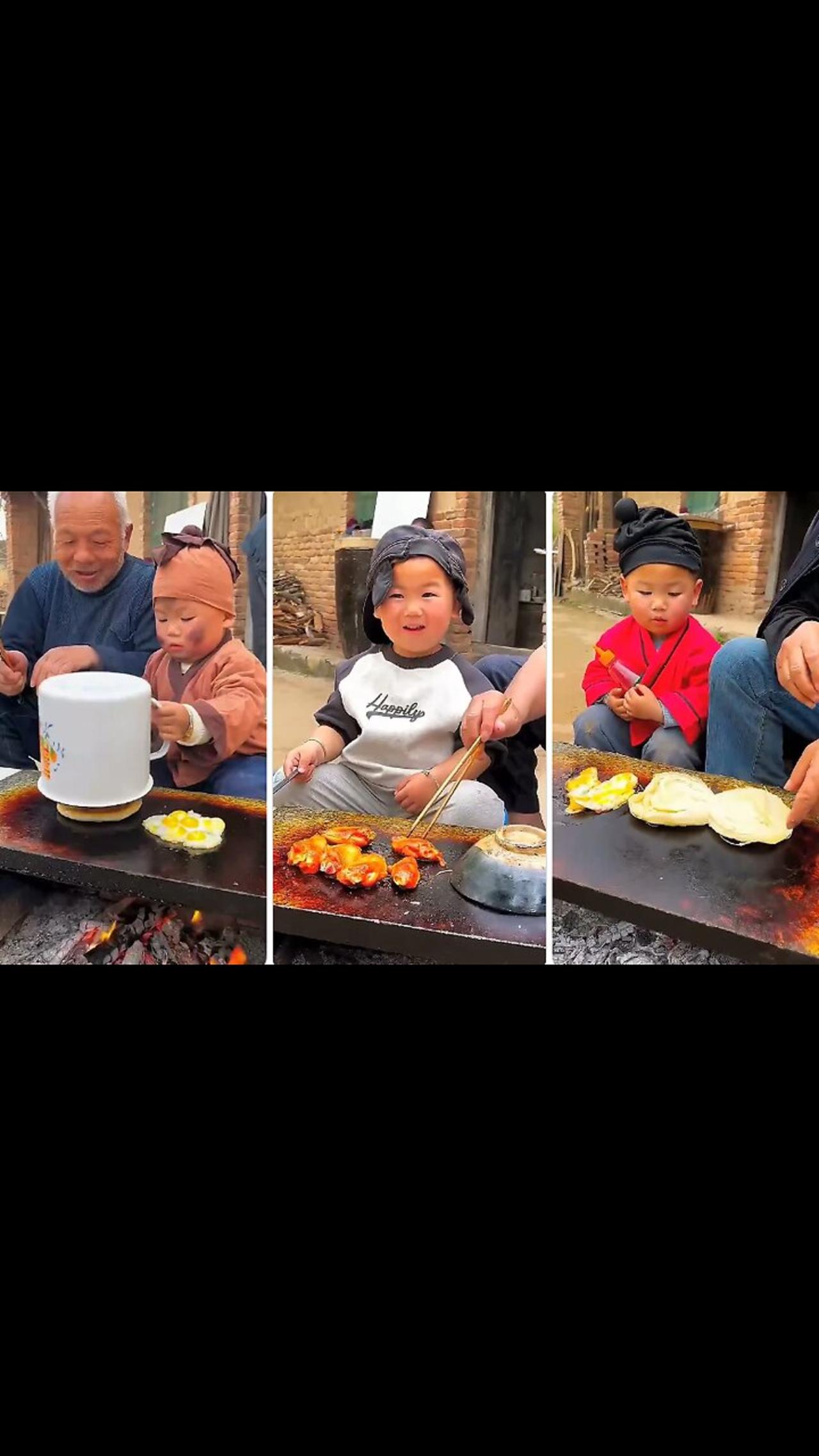 Chinese burger Old lady cooking food outdoors - One News Page VIDEO