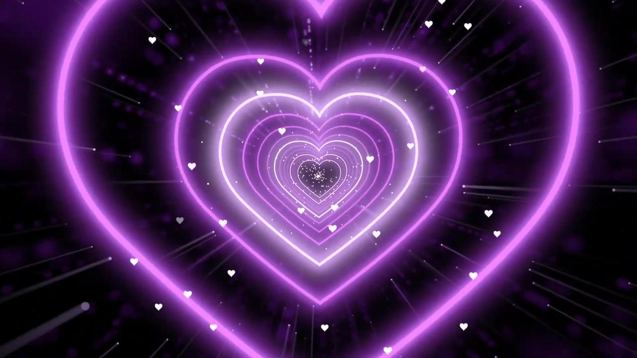 869. Animation Video Background Loop💜Purple Heart Background   Heart