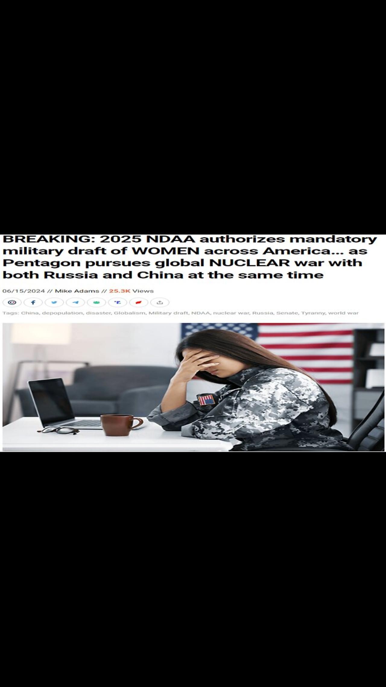 NDAA authorizes mandatory military draft for women! Good newsR VIDEO