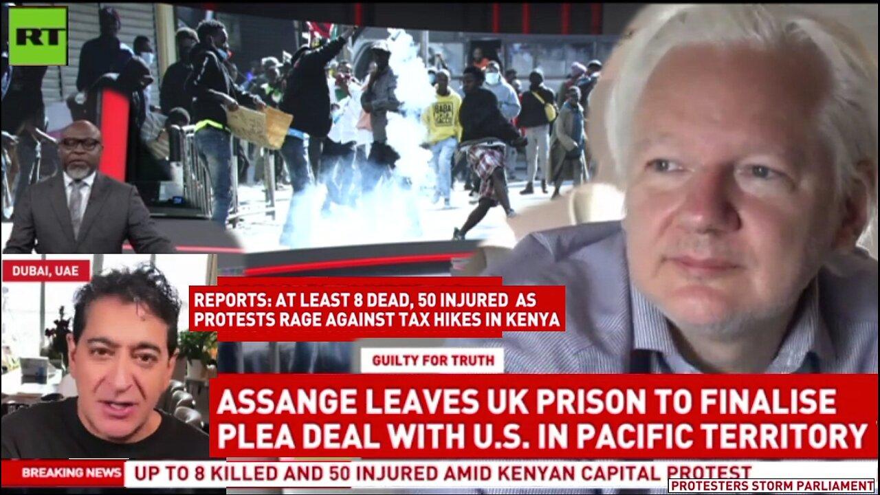 RT News - June 25 2024 late Kenya in Chaos - Julian Assange Freed from Belmarsh