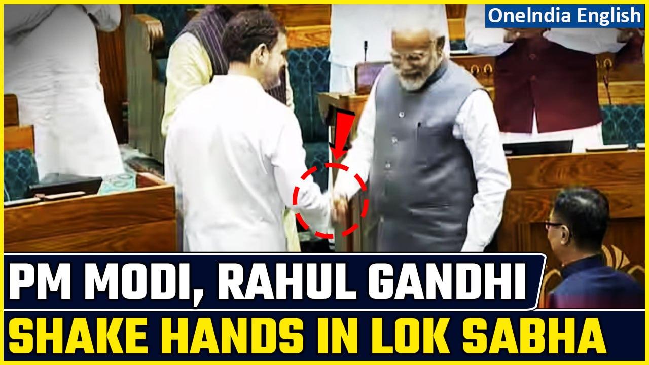 Rare Moment: PM Modi, Rahul Gandhi Shake Hands As They Welcome New Lok Sabha Speaker, Om Birla