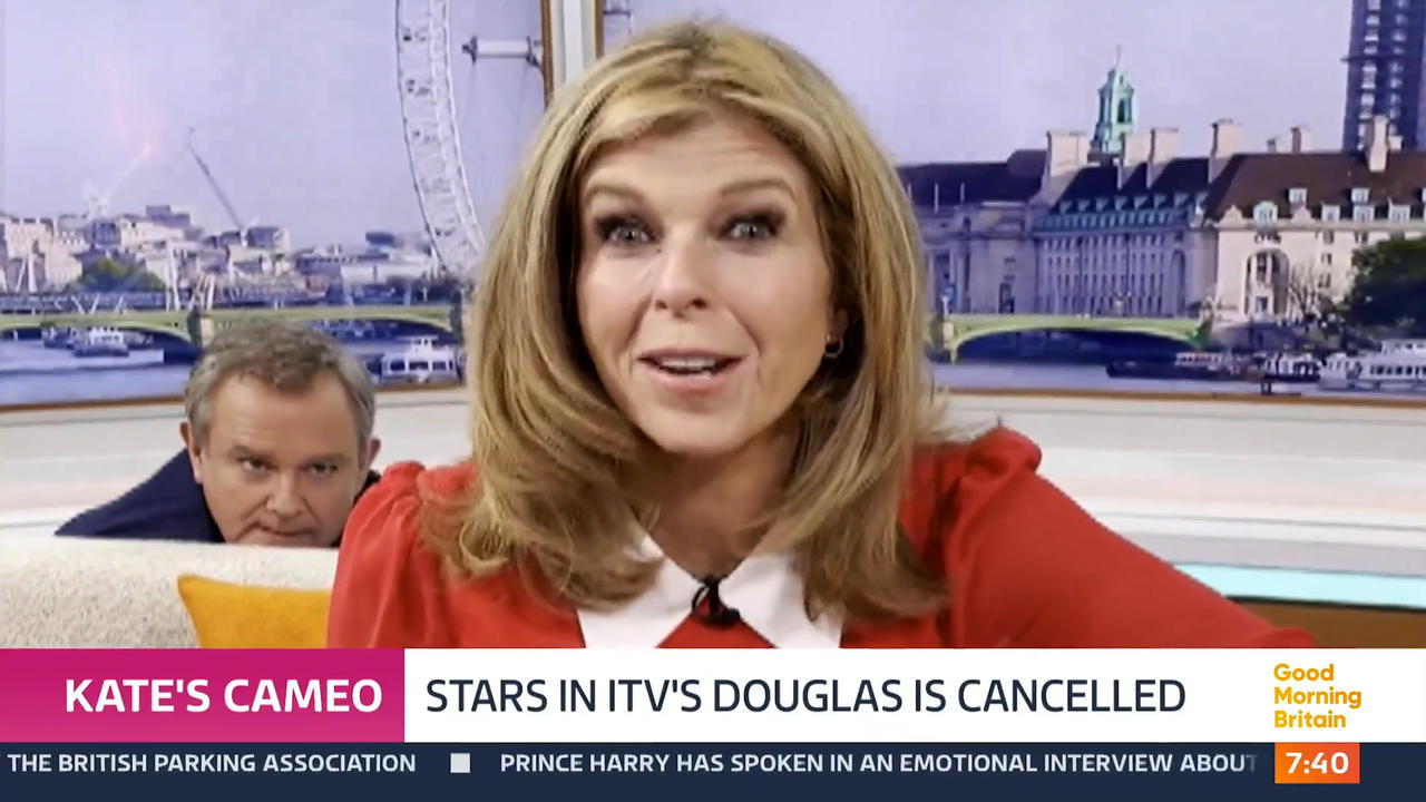 Hilarious Hugh Bonneville distracts Kate Garraway during Douglas is Cancelled filming