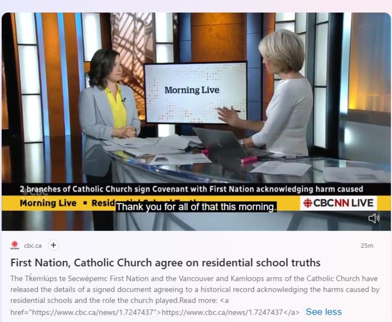 First Nation, Catholic Church agree on residential school truths