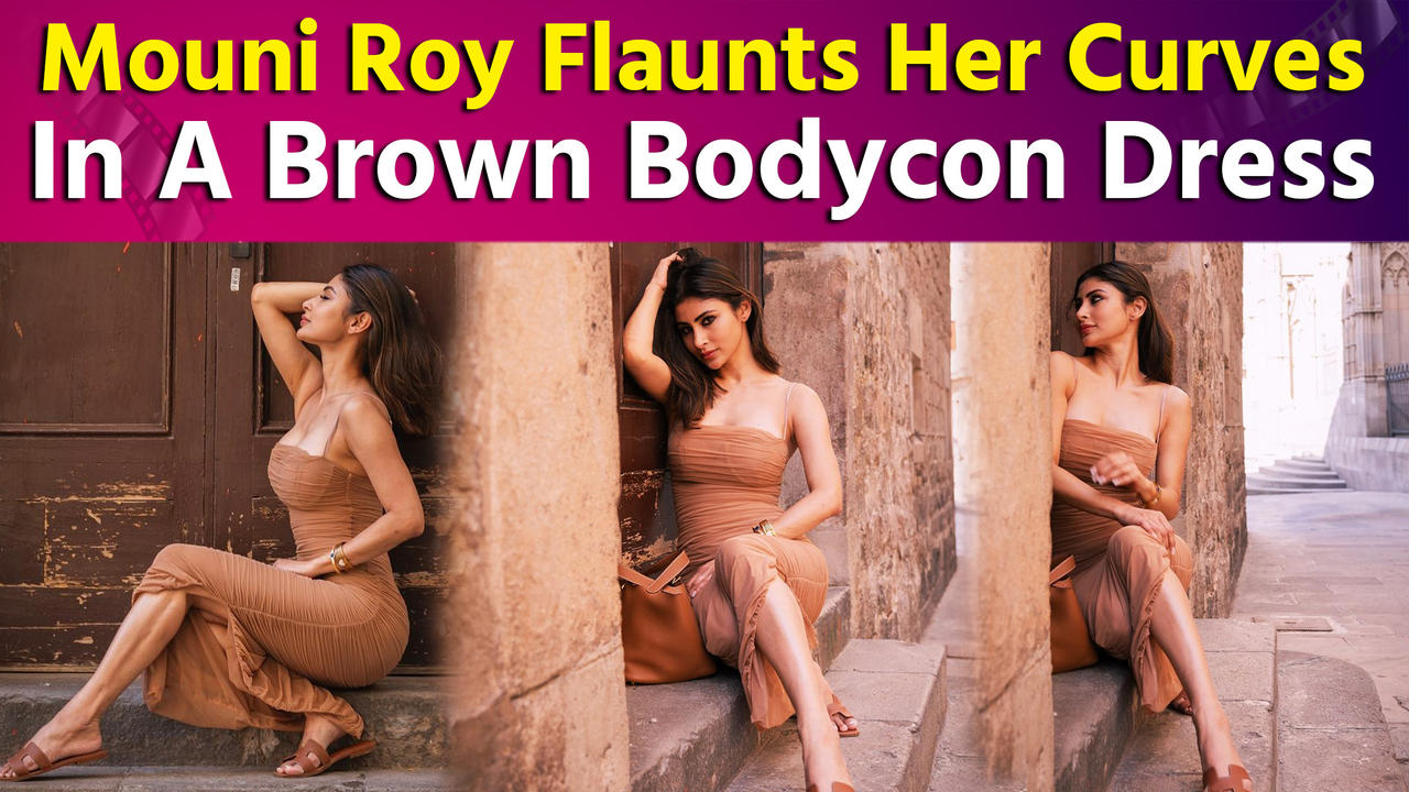 Mouni Roy was seen Flaunting her Figure in a Brown Dress