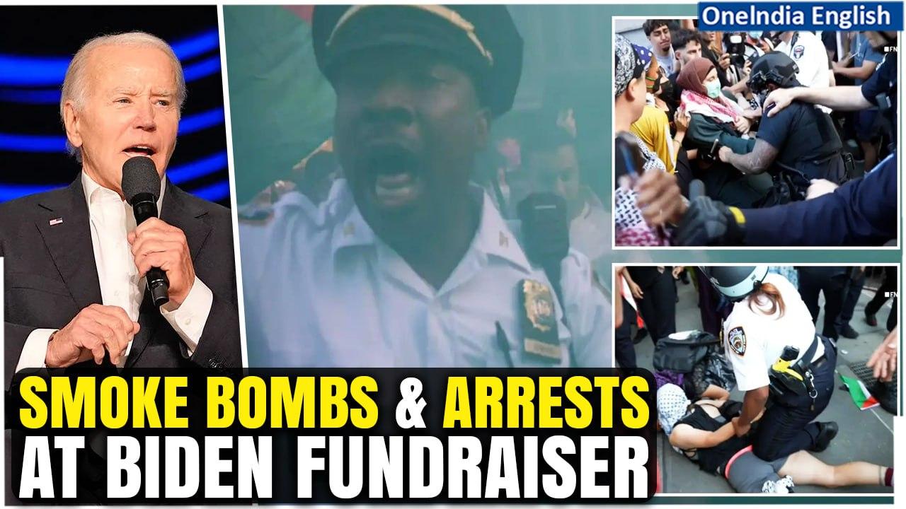 Watch: Pro-Palestine Protests Turn Violent Outside Biden Fundraiser in New York City | Oneindia News