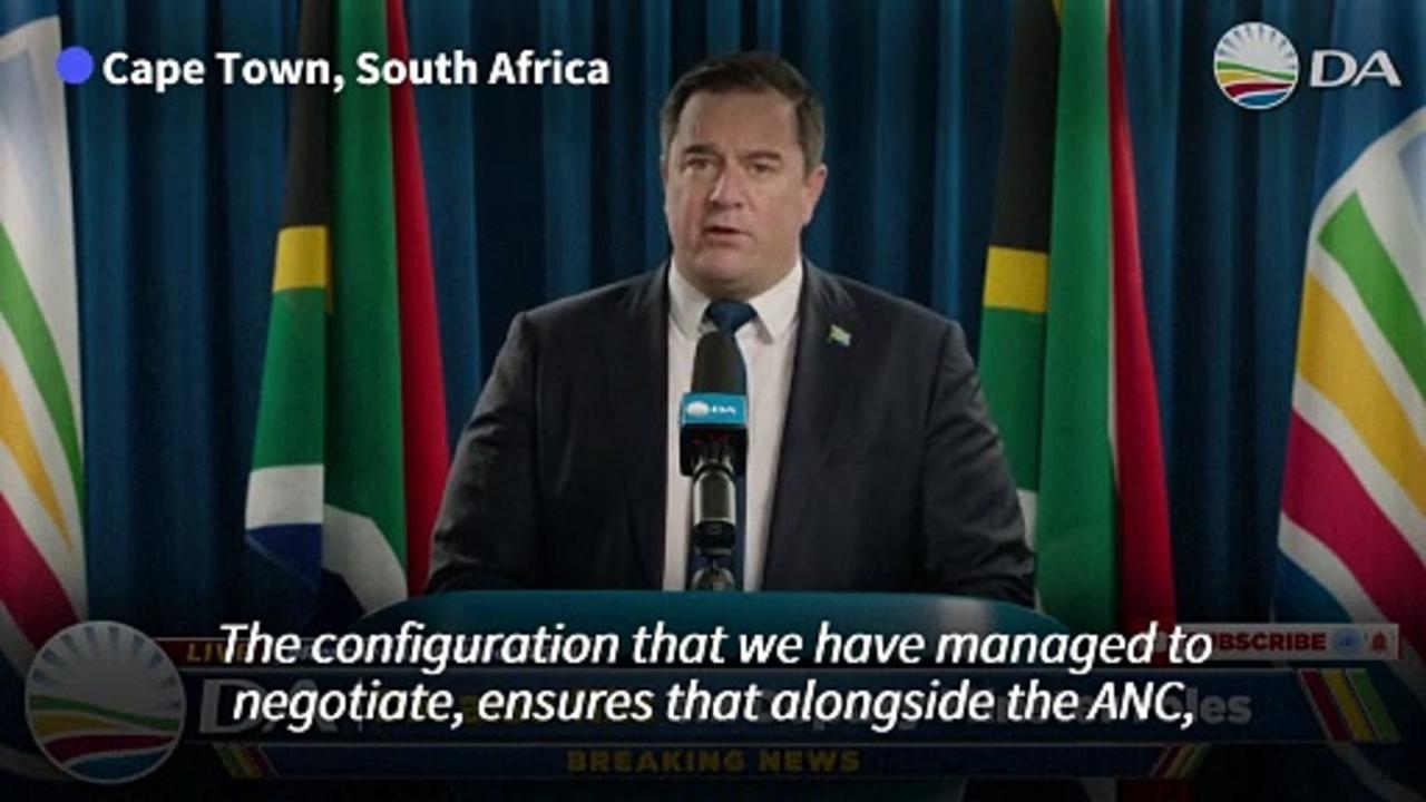 S. Africa DA leader Steenhuisen's national address on new government