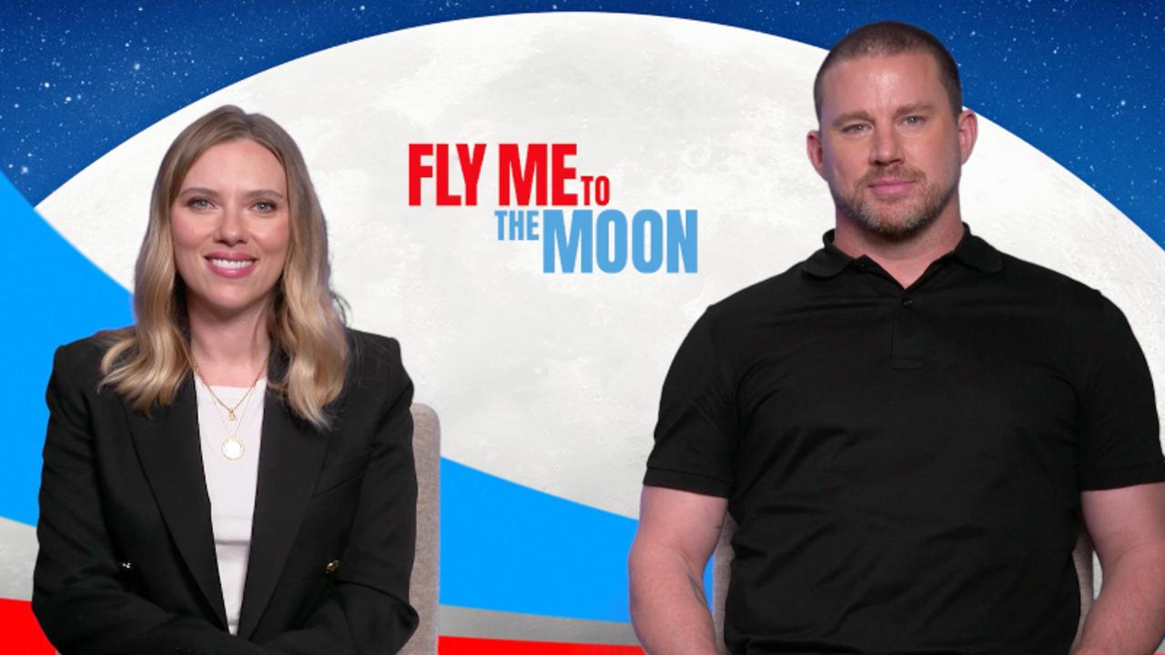 'Fly Me to the Moon' Stars Scarlett Johansson & Channing Tatum Weigh in on Moon Landing Conspiracy Theories | THR News Video