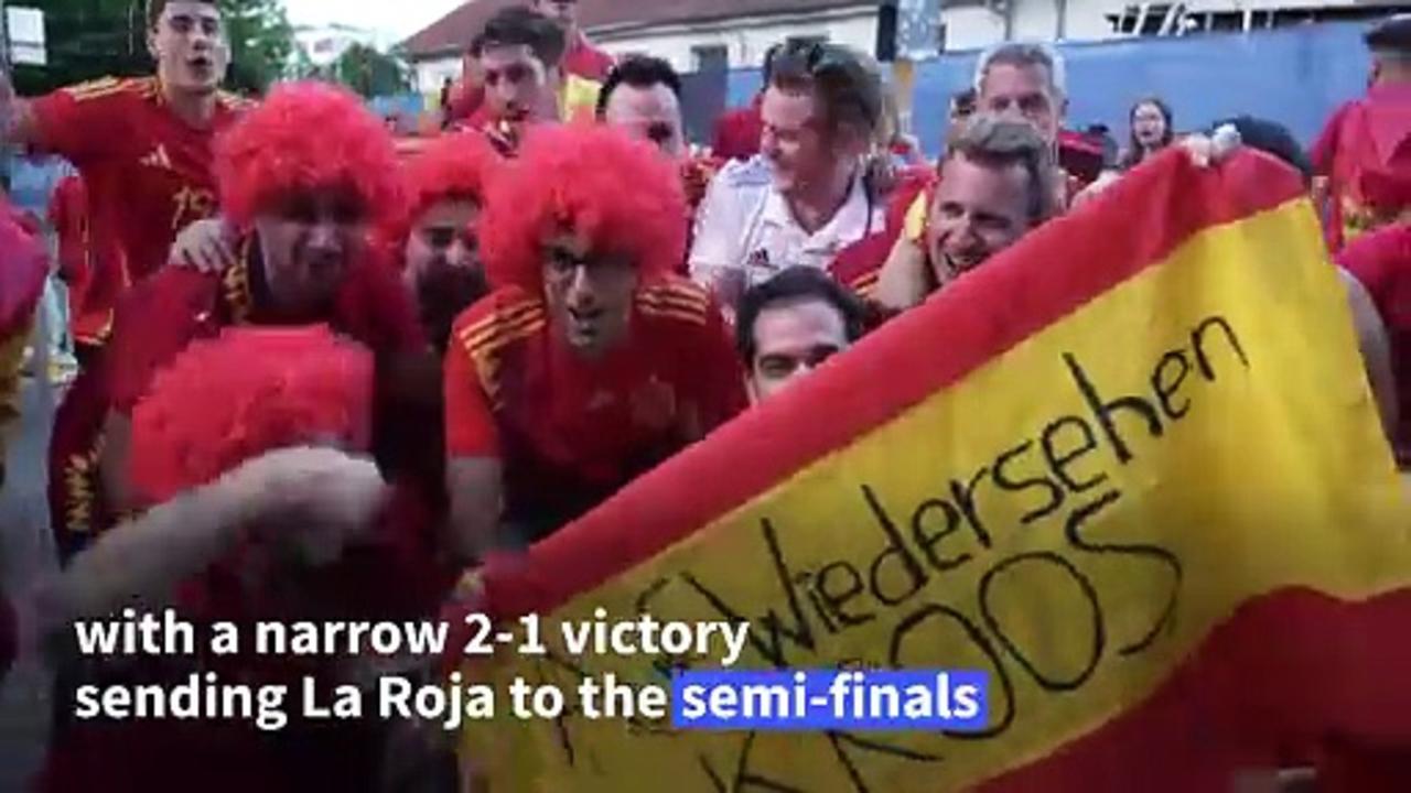 Spain fans celebrate reaching Euro semis after beating host Germany