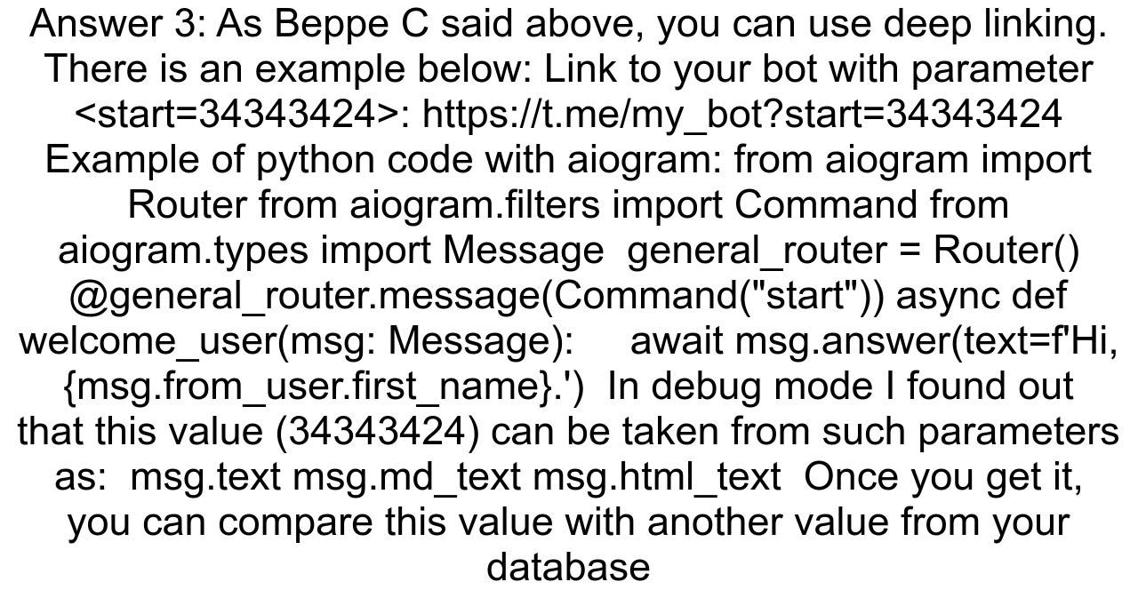 is there any method or api available to create unique referral link for telegram bot with python