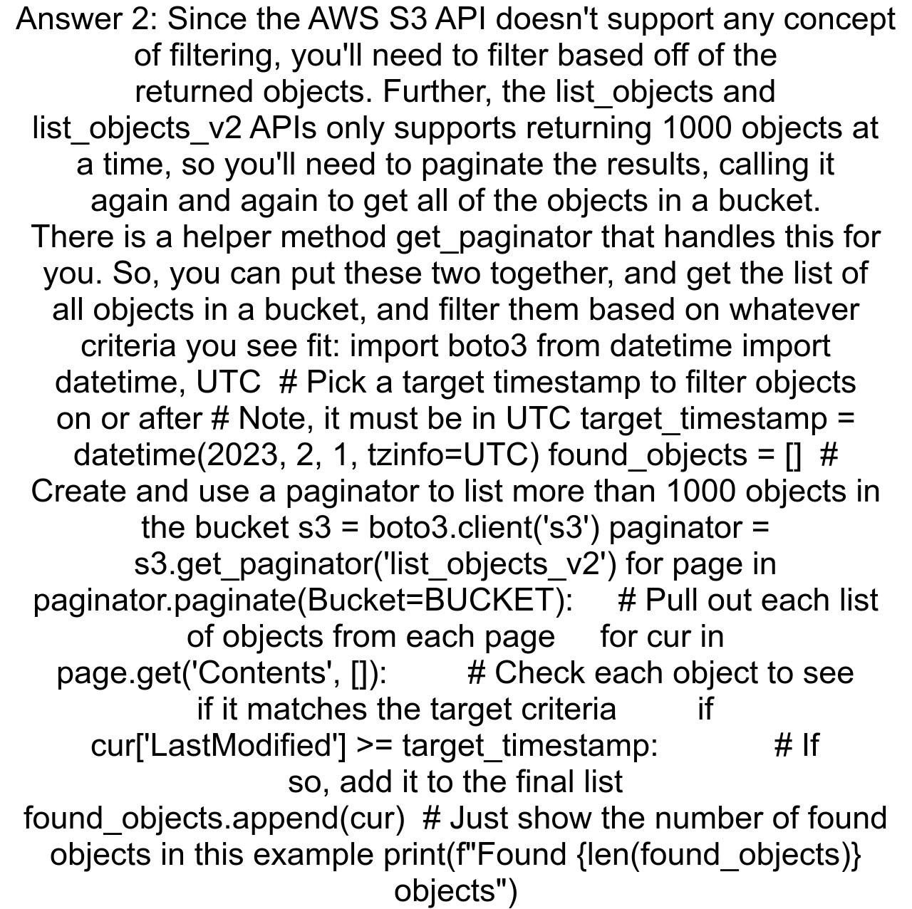 List objects in S3 bucket with timestamp filter One News Page VIDEO