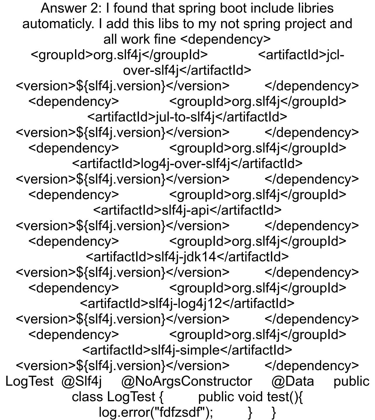 Lombok Log and Slf4j not have error method