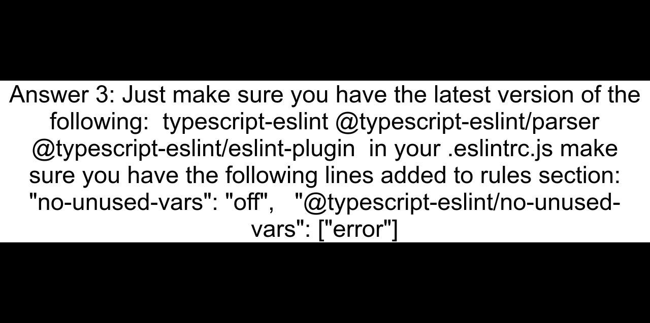 typescripteslintnounusedvars false positive in - One News Page VIDEO