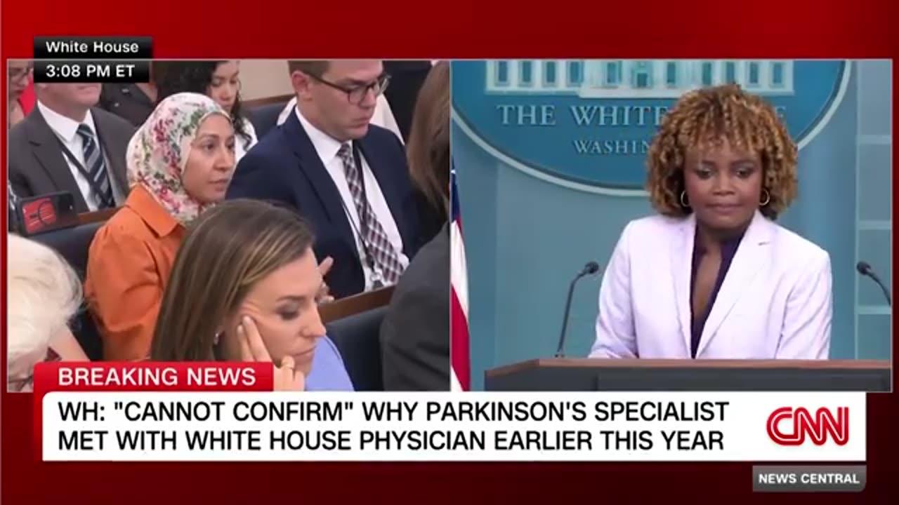 Tense exchange with reporter and White House press secretary over name of neurologist