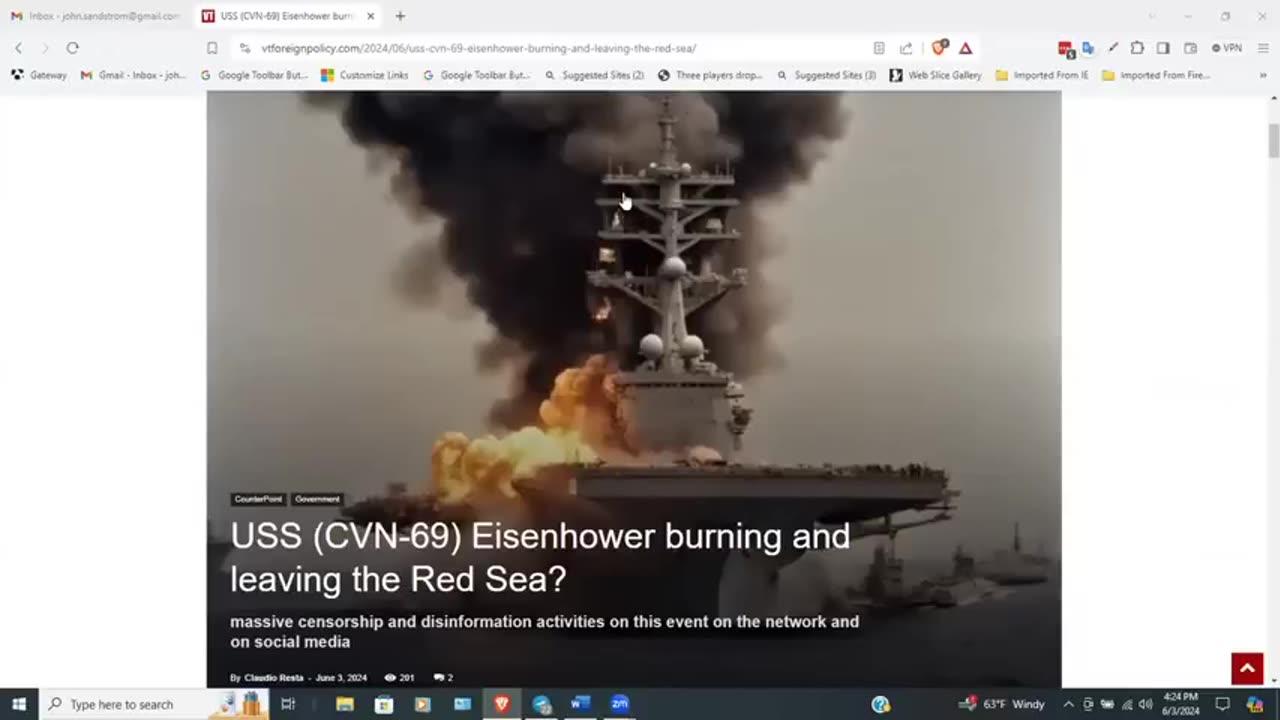 U.S.S. EISENHOWER ATTACKED IN THE RED SEA. ON FIRE. MANY CASUALTIES. COVERUP IN PROCESS?