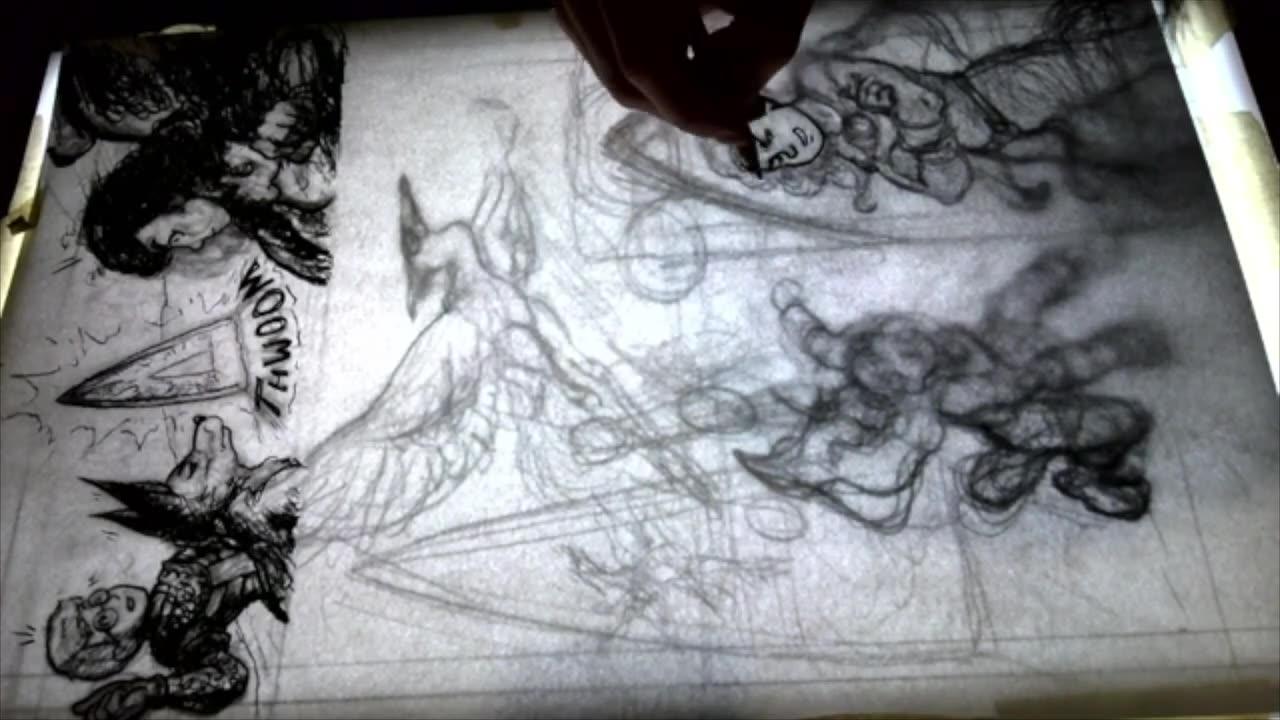 Timelapse: Charcoal Art for book 2, page 8