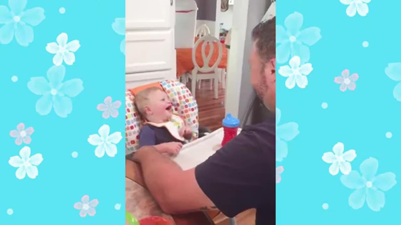 Funny baby laughing