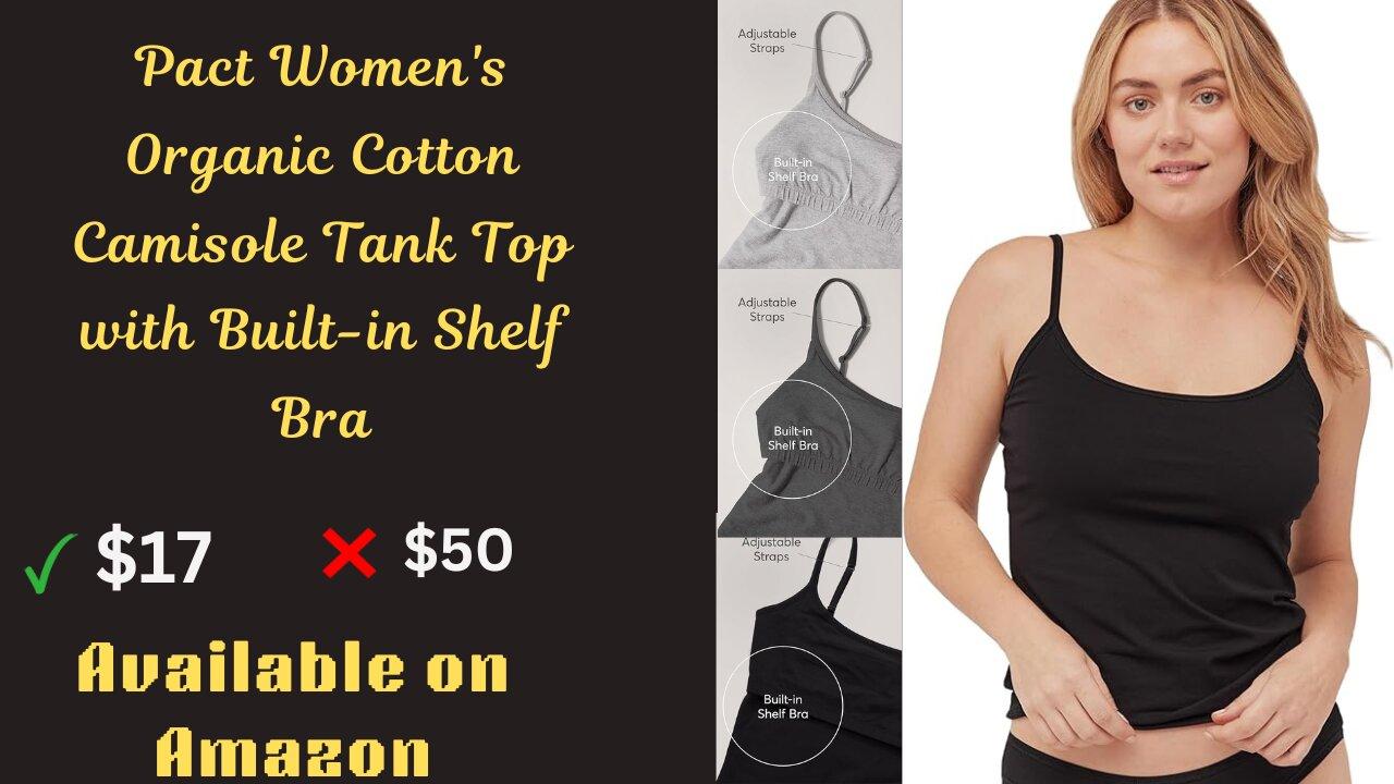 Everyday Essential: Pact Women's Organic Cotton Camisole with Shelf Bra