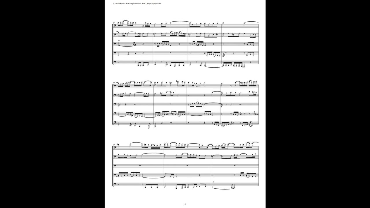 J.S. Bach - Well-Tempered Clavier: Part 1 - Fugue 23 (Euphonium-Tuba Quintet)