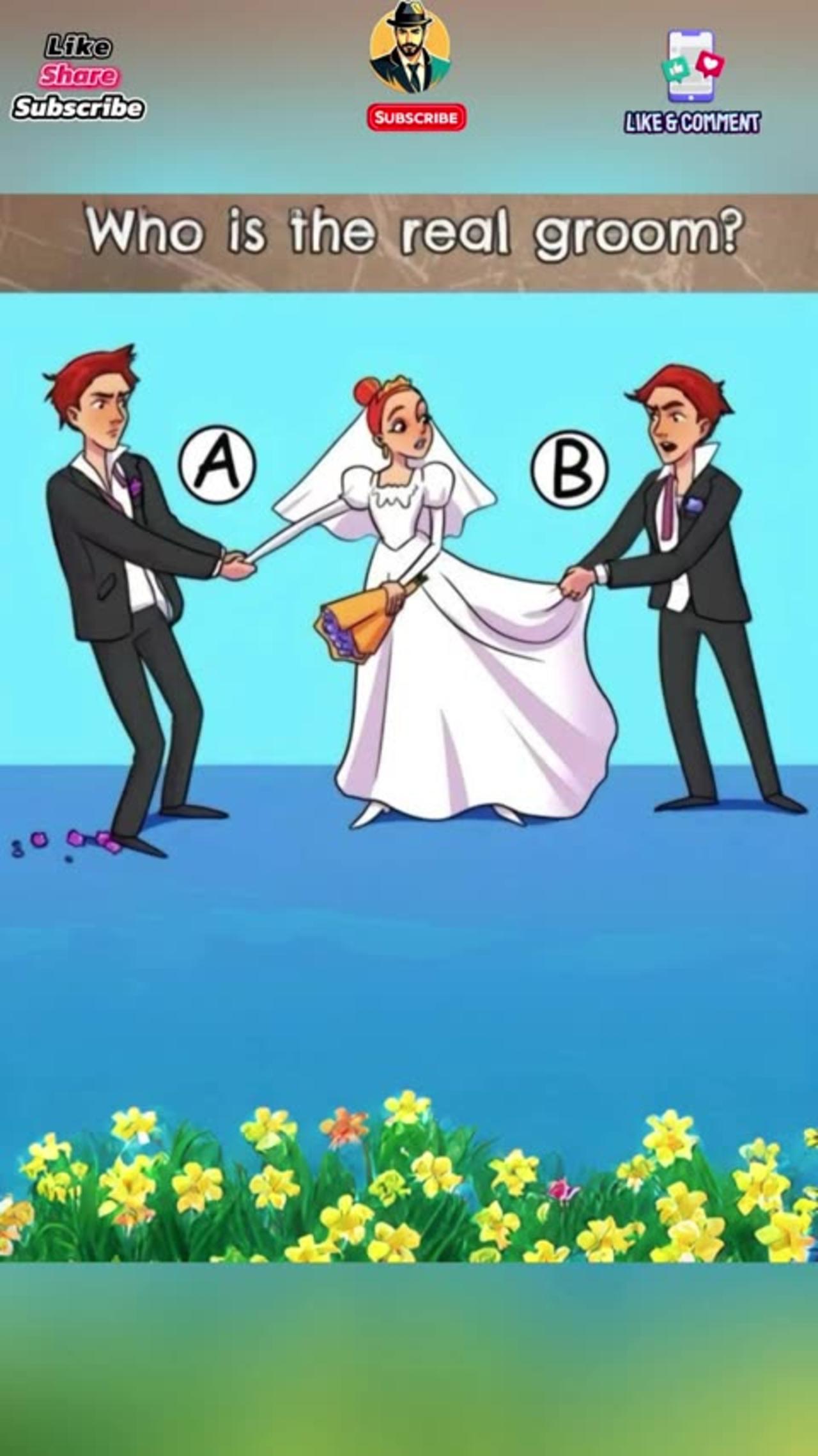 Who is The Real Groom ? Solve This Issue | English Animated Cartoon Riddles With Answers  #shorts