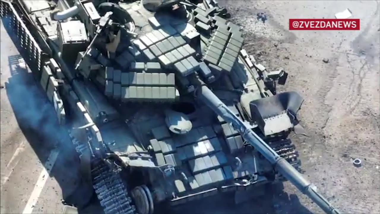 A damaged Ukrainian T-64BV