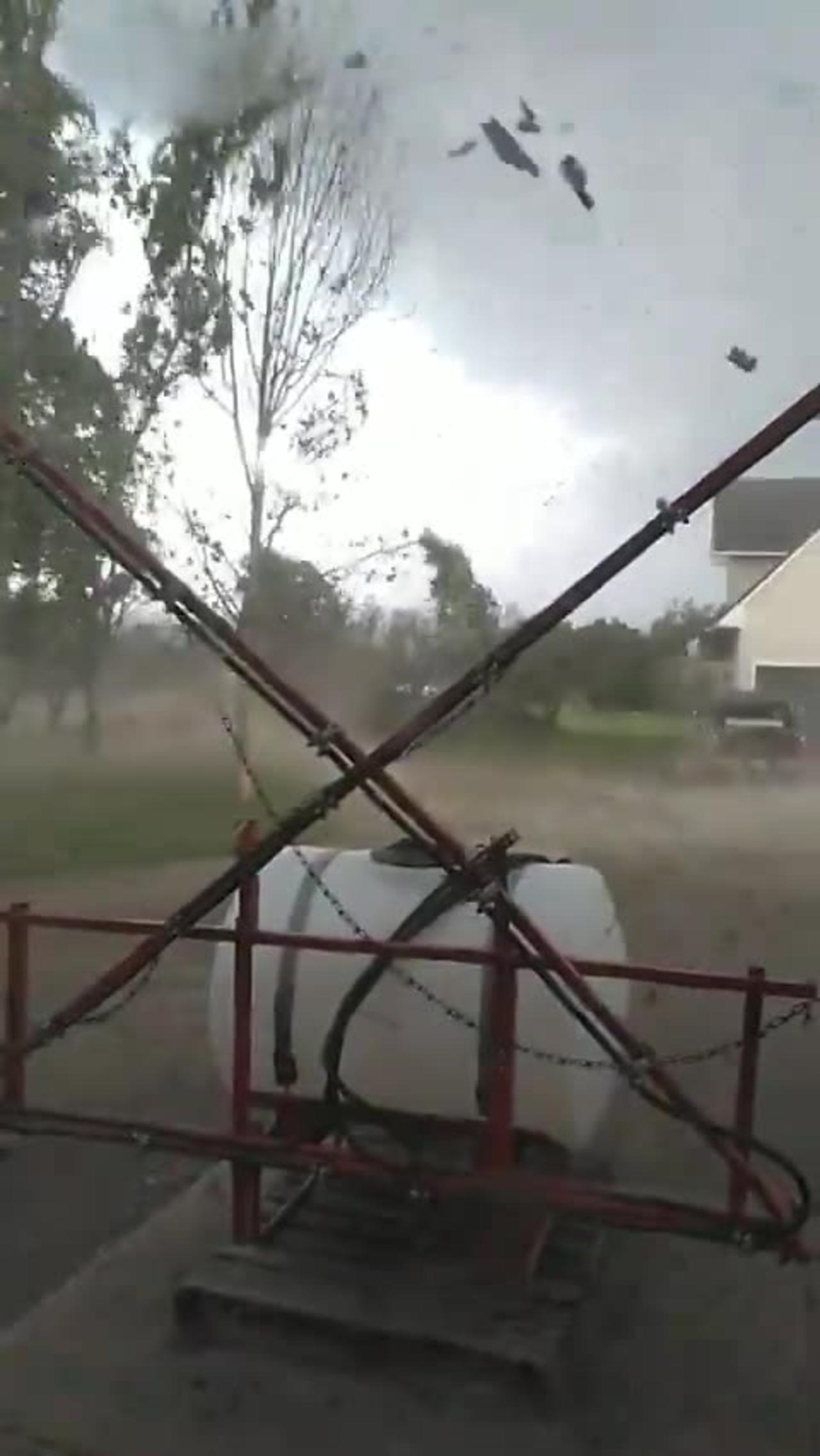 Close-range footage of tornado hitting farm in Arkwright, New York