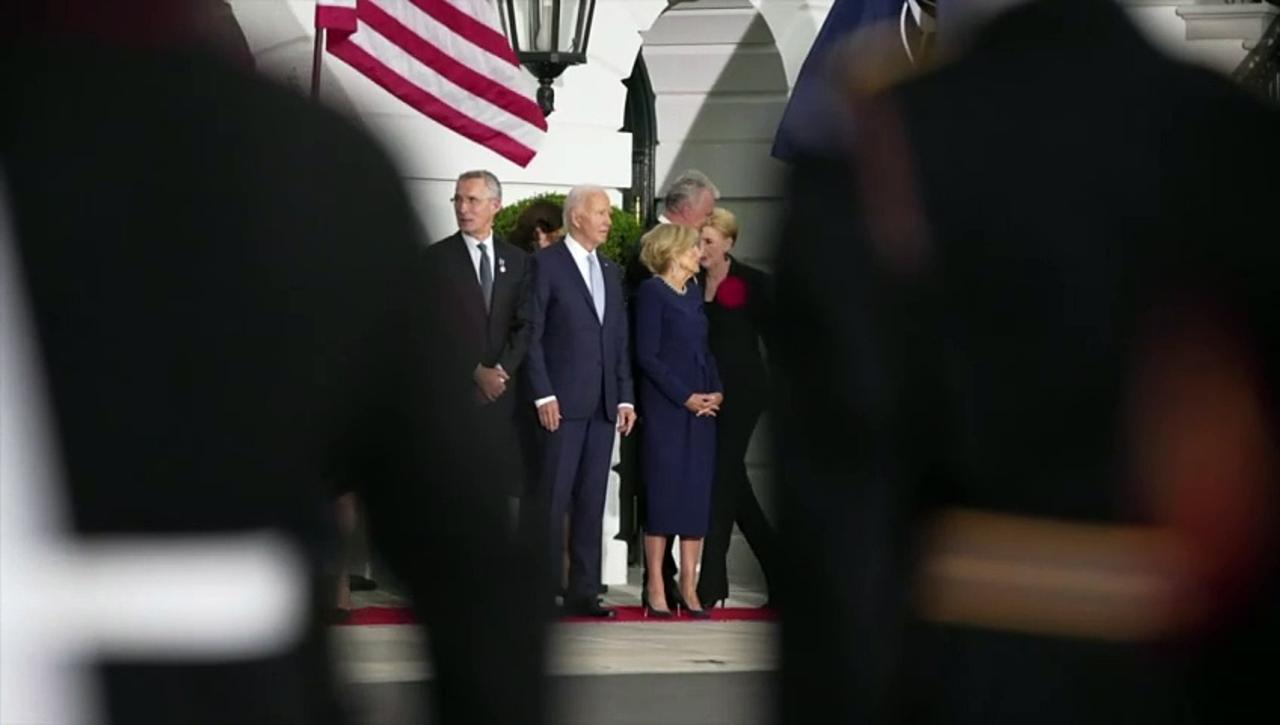 Biden hosts NATO leaders after flypast cancellation