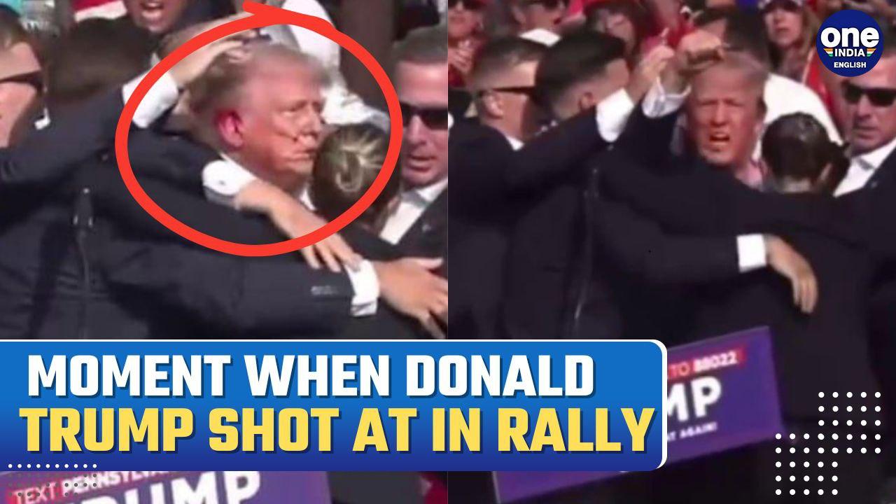 Moment When Donald Trump Shot on Stage, Rushed Off With Bloodied Face Sends Crowd into Frenzy