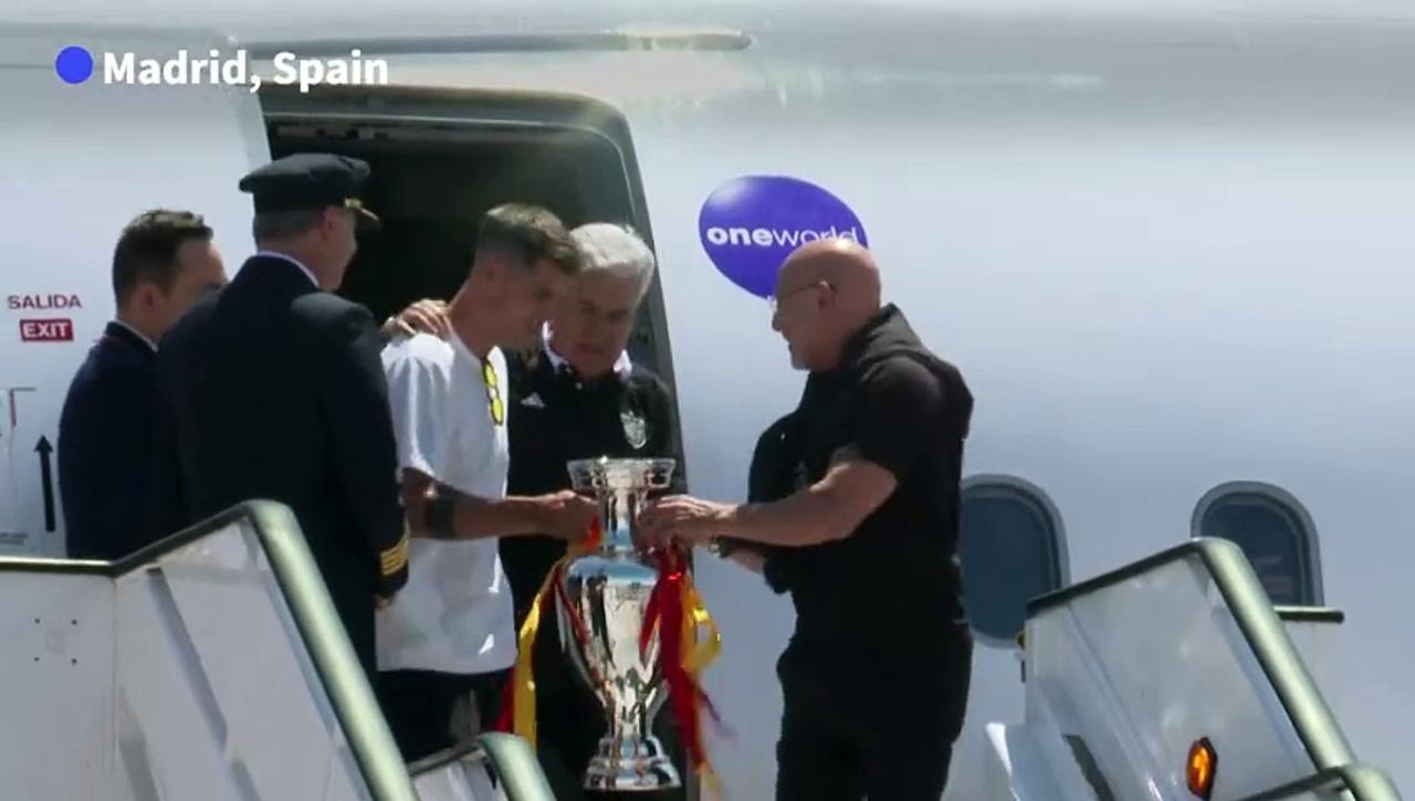 Spain land in Madrid after Euro 2024 victory