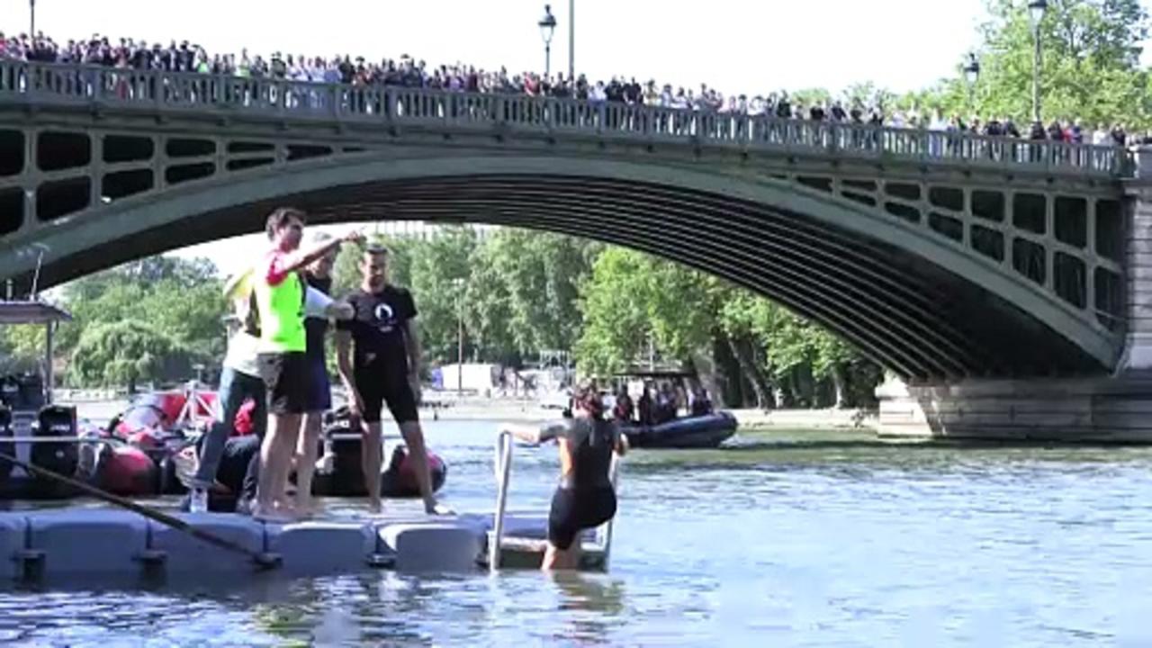 Paris mayor Anne Hidalgo takes a swim in the Seine ahead of Olympic Games