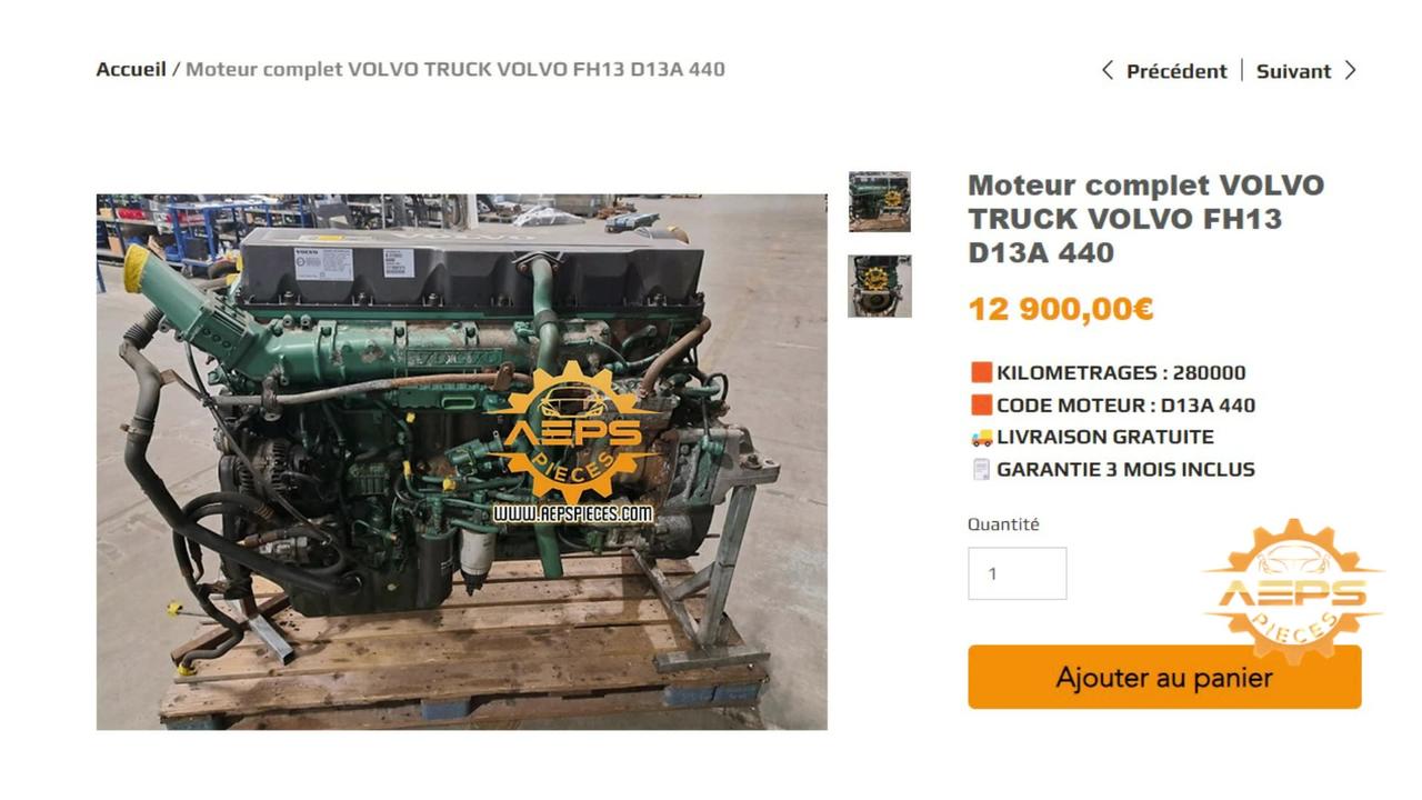 AEPSPIECES.COM - Moteur complet VOLVO TRUCK VOLVO FH13 D13A 440