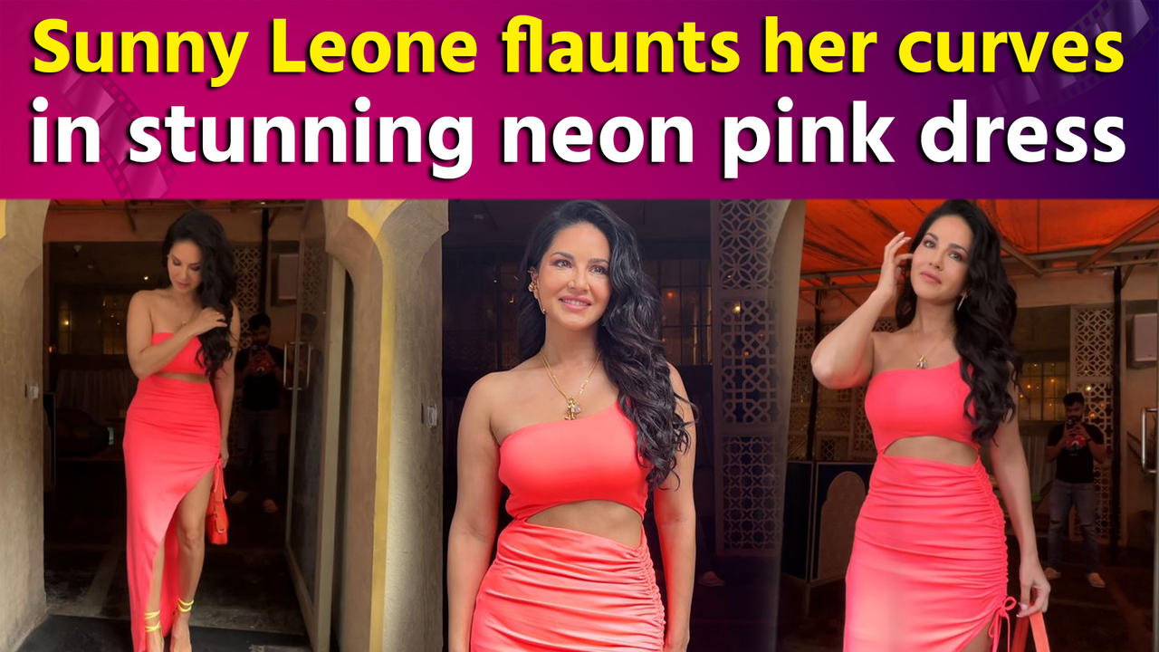 Sunny Leone sizzles in Glamorous neon pink dress