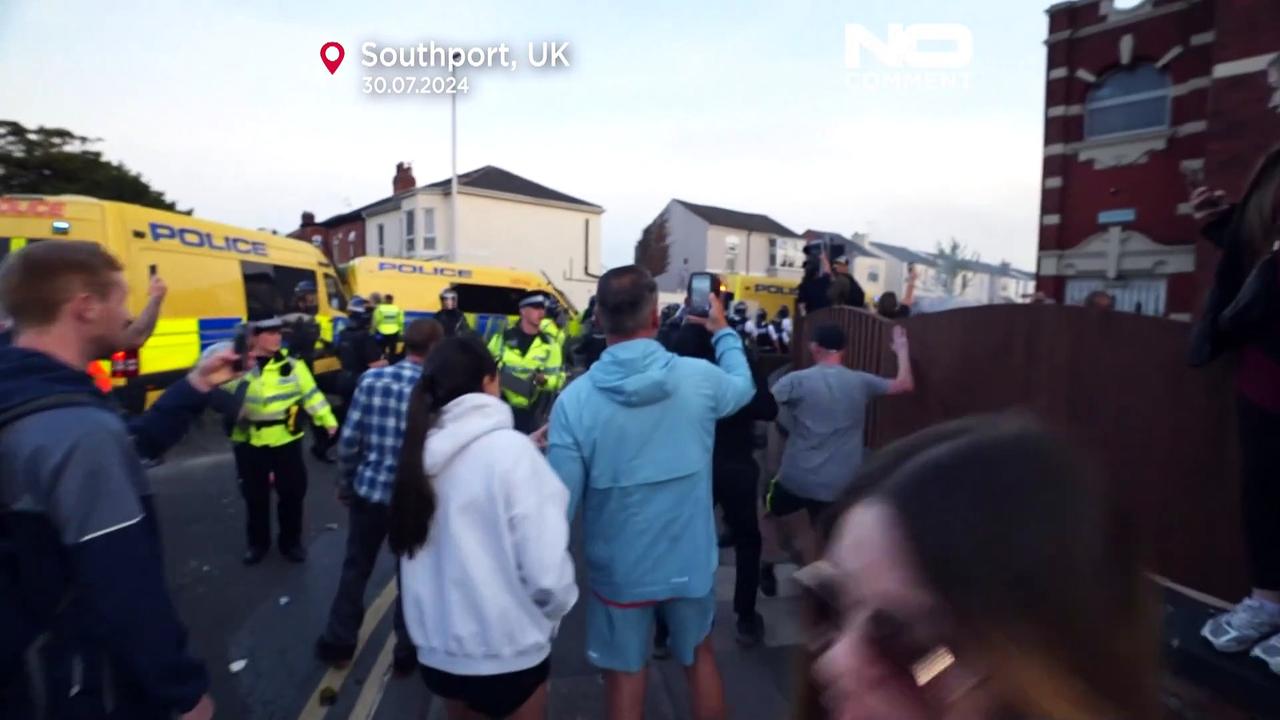 Clashes erupt in Southport after three children killed