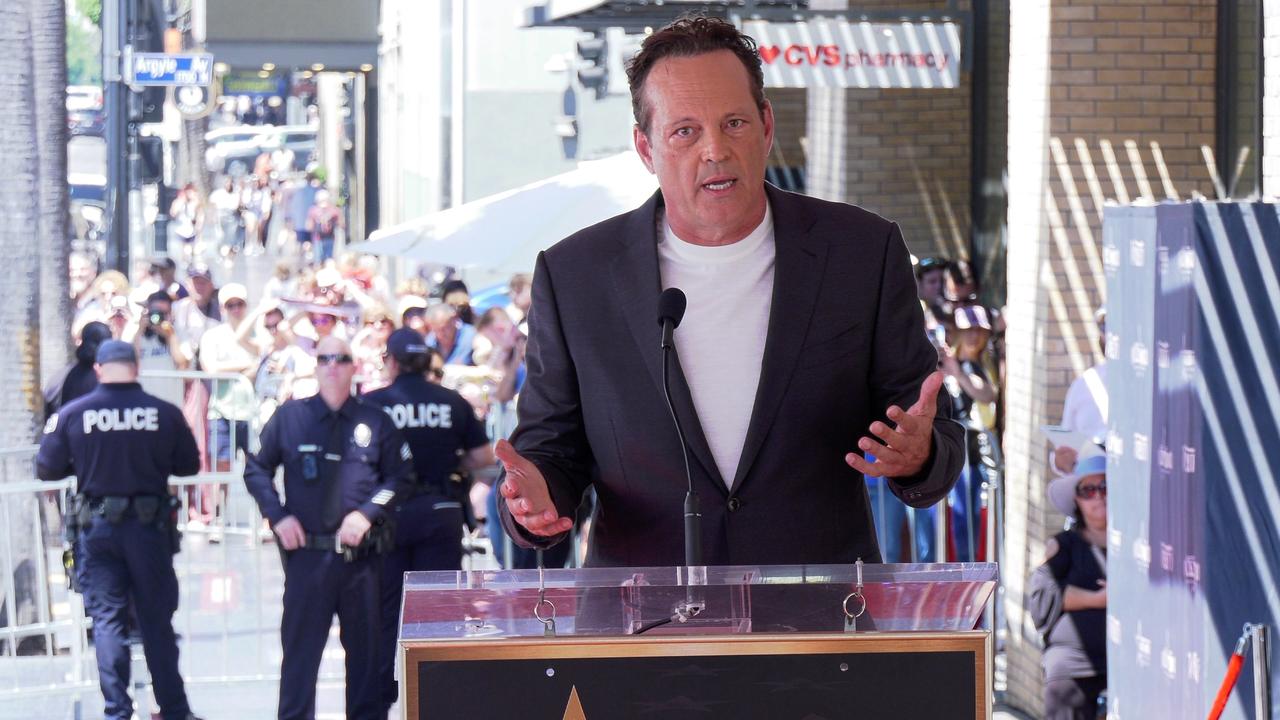 Vince Vaughn gives a speech at his Hollywood Walk of Fame star ceremony