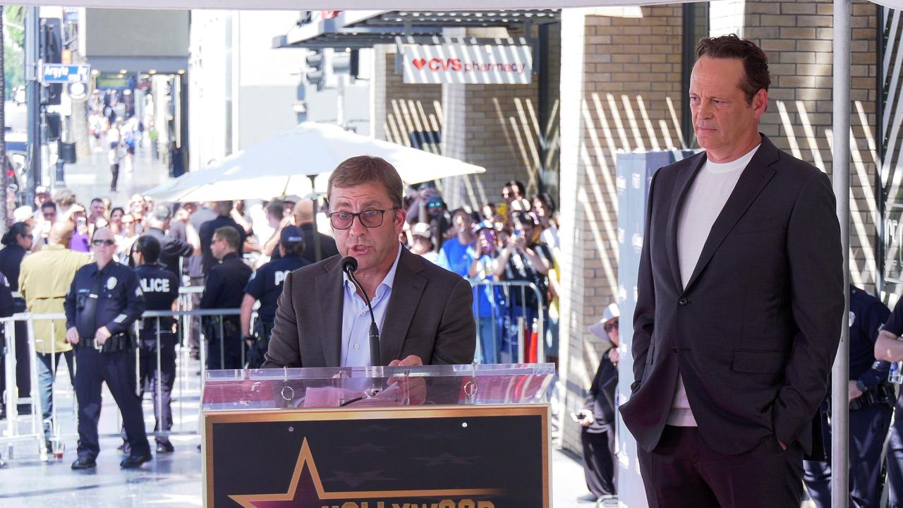 Peter Billingsley gives a speech at Vince Vaughn's Hollywood Walk of Fame star ceremony