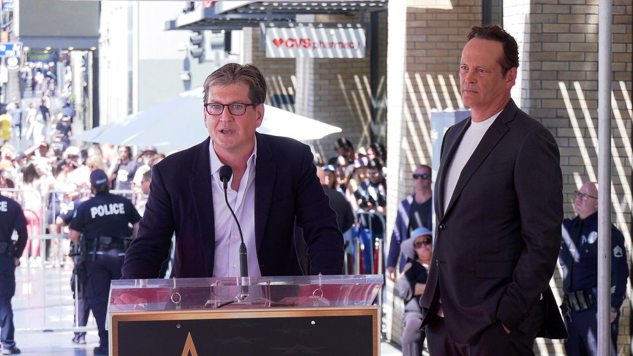 Bill Lawrence gives a speech at Vince Vaughn's Hollywood Walk of Fame star ceremony