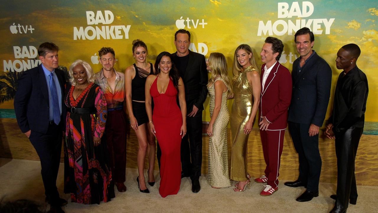 The cast of Apple's 'Bad Monkey' poses together at the world premiere in Los Angeles