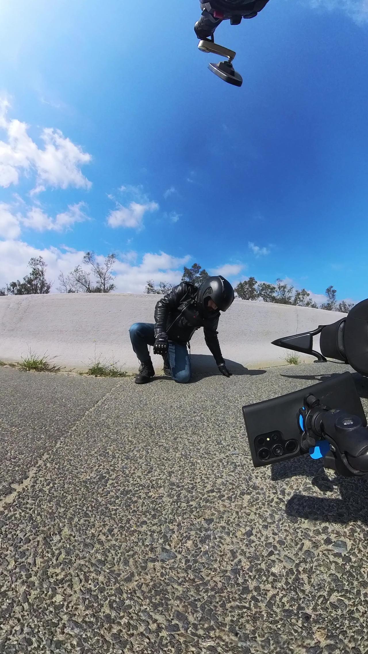 Car Covers Whole Road, Hits Motorcyclist