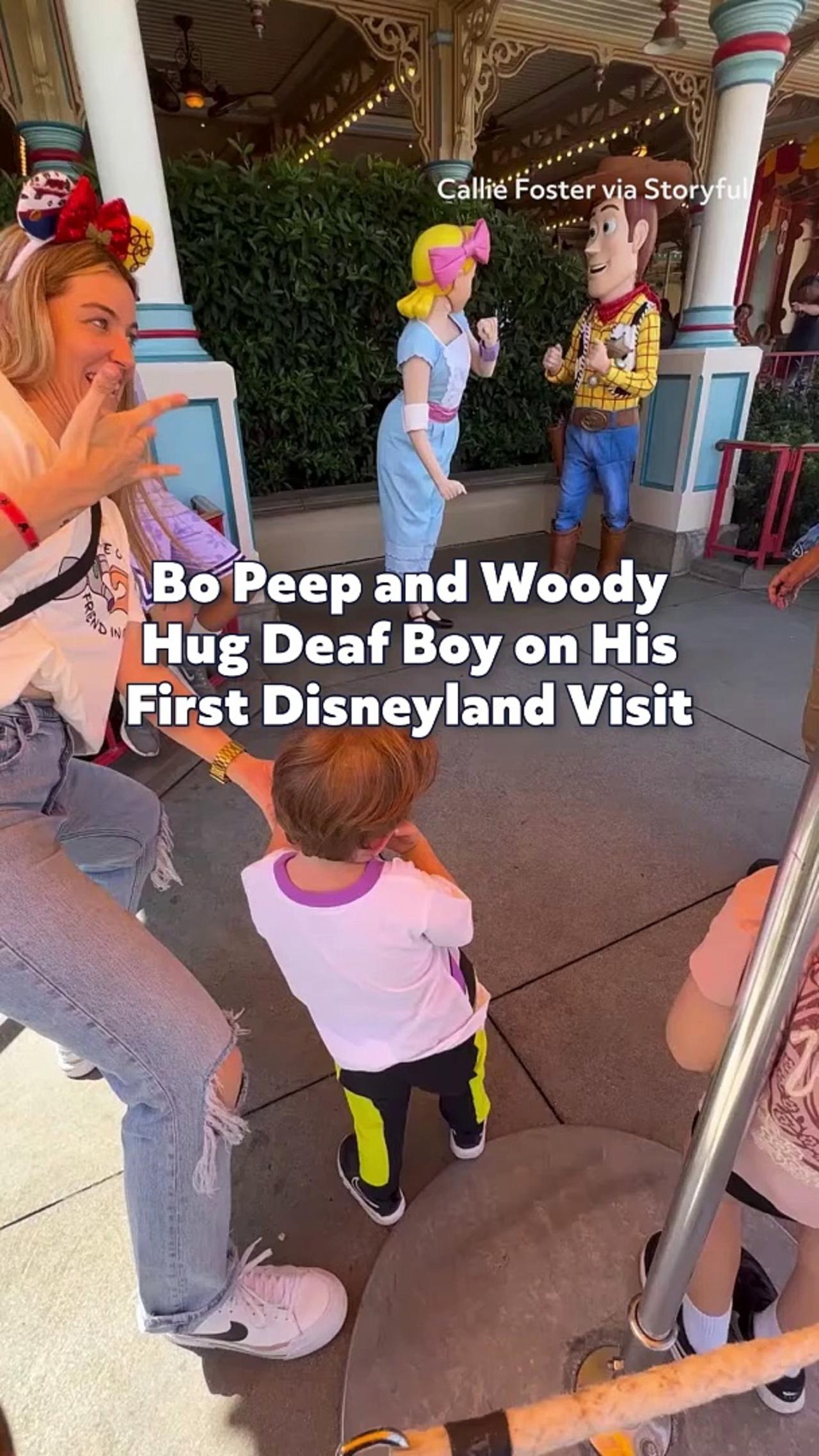 Bo Peep and Woody Hug Deaf Boy on His First Disneyland Visit