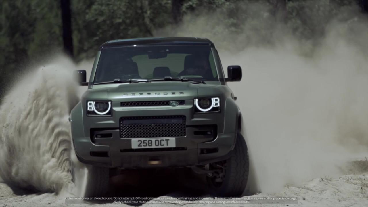 2025 Land Rover Defender OCTA in Faroe Green Driving Video