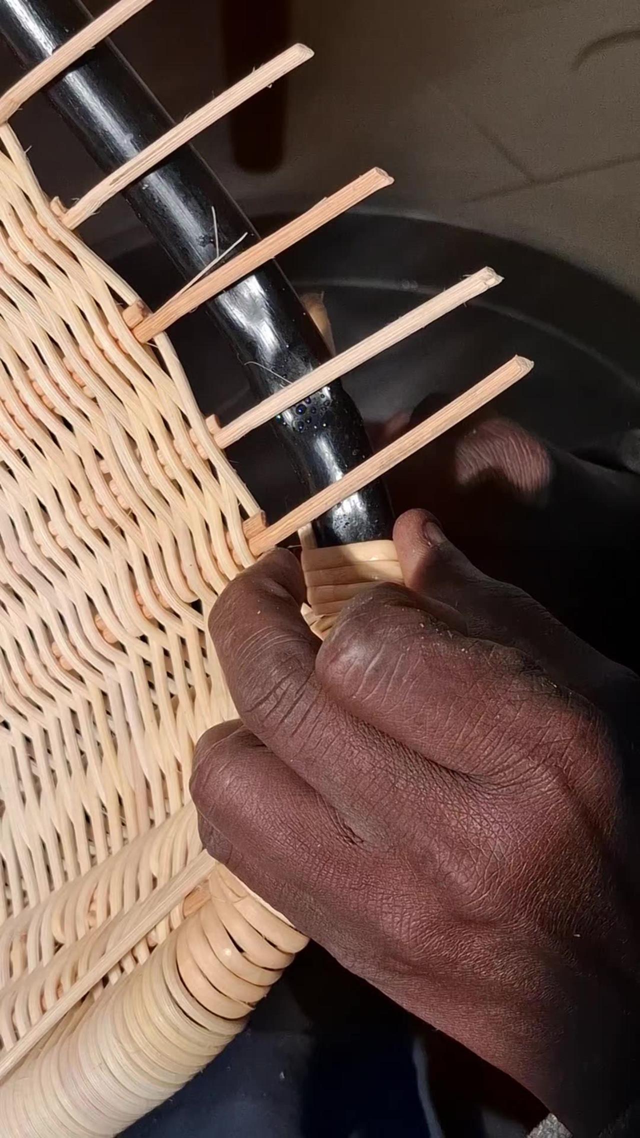 Rattan on wrought chair weaving