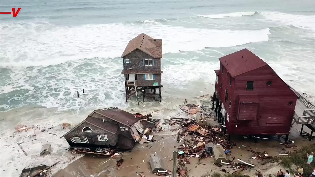 Footage Shows Three Homes Swallowed by Sea in North Carolina