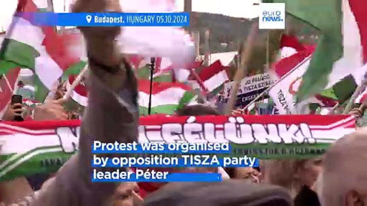 Hungarians demand greater press freedom outside office of 'propaganda factory' MTVA