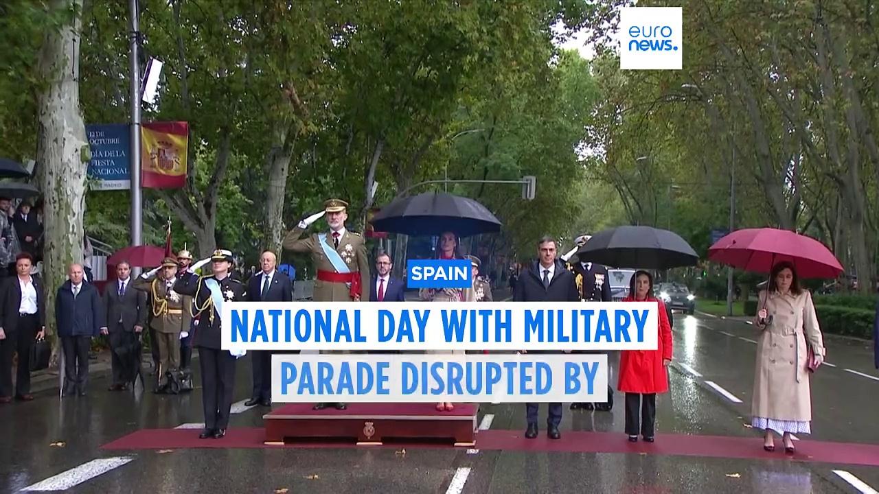 Despite stormy skies, Spain's National Day celebrations are still a spectacle